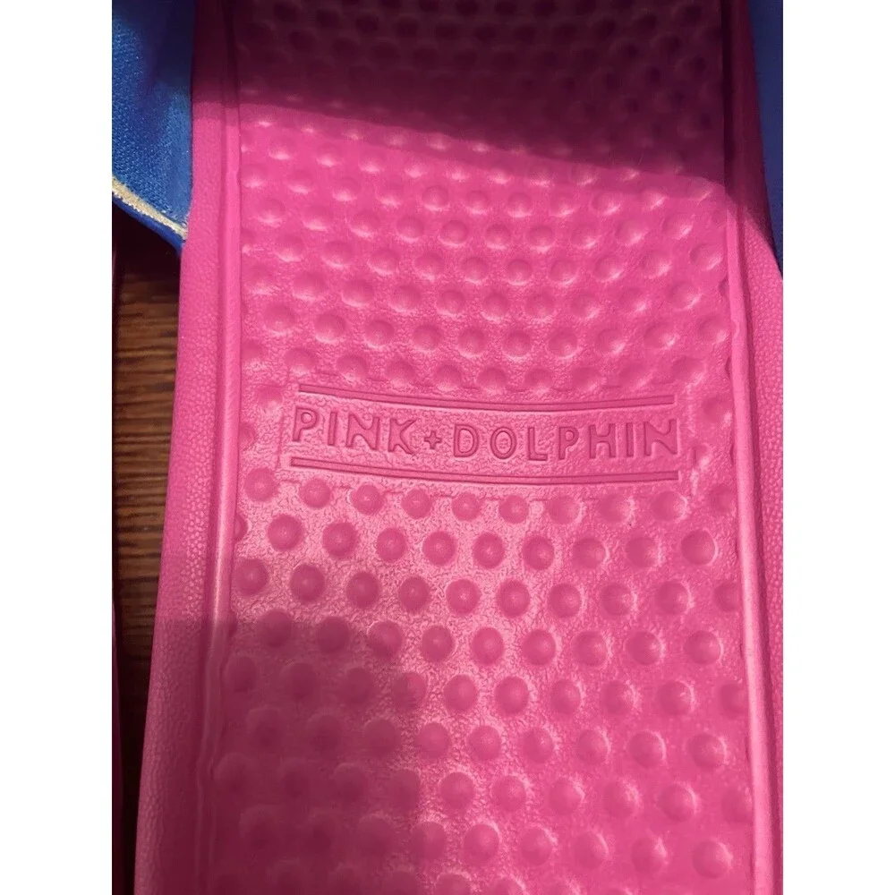 Pink Dolphin Legends At Our Craft Split Waves Slides Pink And Blue Sz 9 NWOT